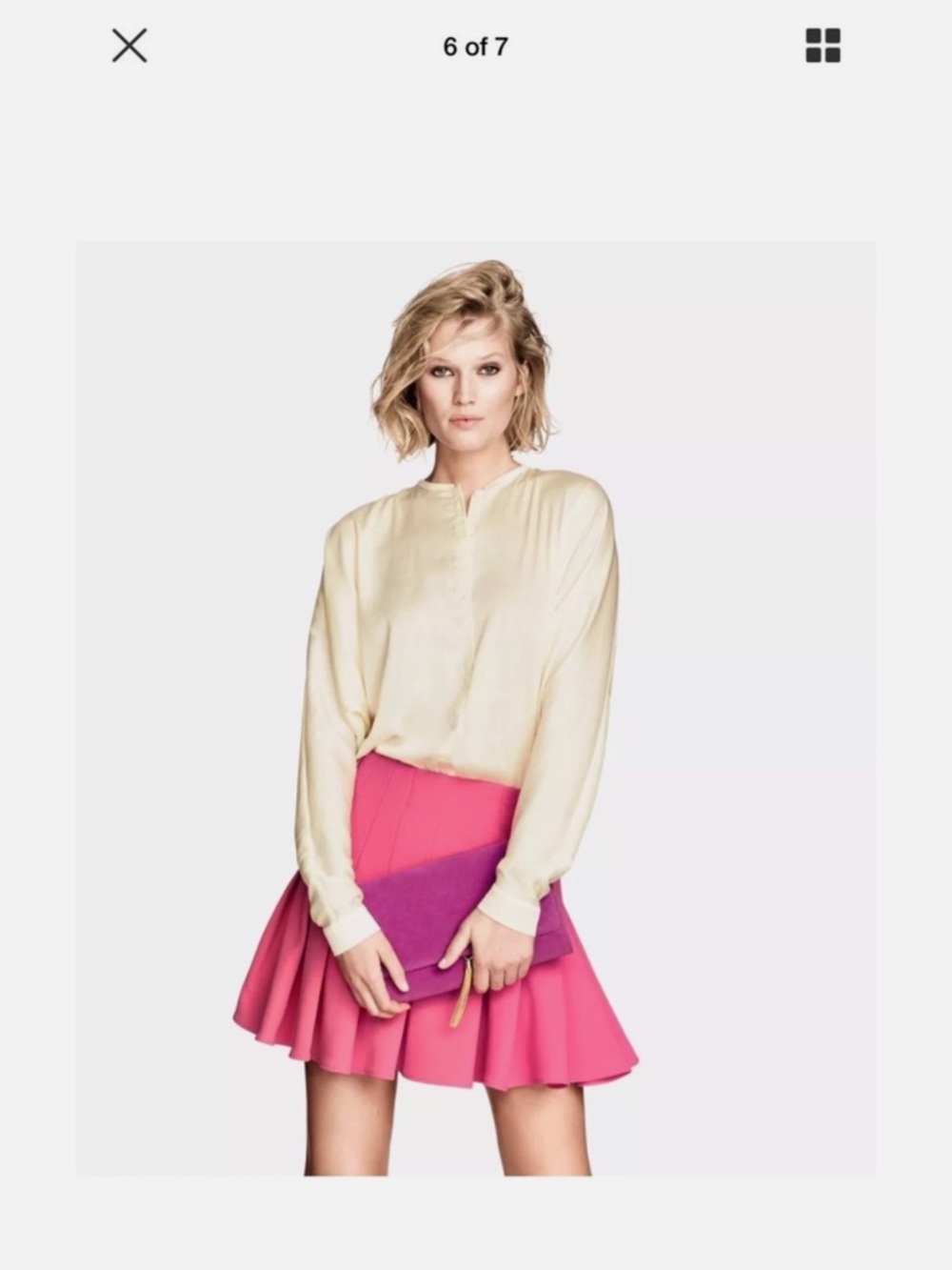H&M + ELLE Pleated Mini Skirt in Bright Pink Size 6 NWT - Picture 1 of 8